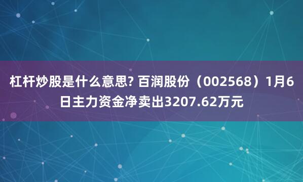 杠杆炒股是什么意思? 百润股份（002568）1月6日主力资金净卖出3207.62万元