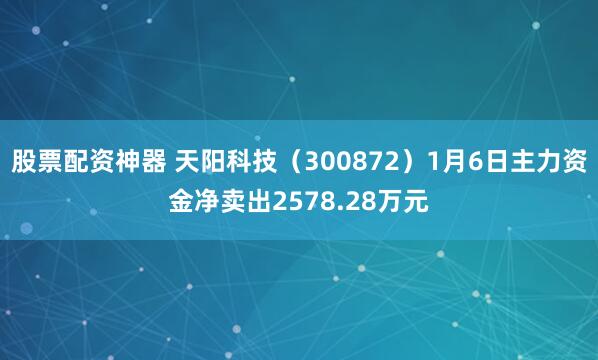 股票配资神器 天阳科技（300872）1月6日主力资金净卖出2578.28万元