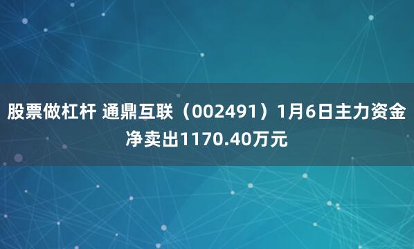 股票做杠杆 通鼎互联（002491）1月6日主力资金净卖出1170.40万元