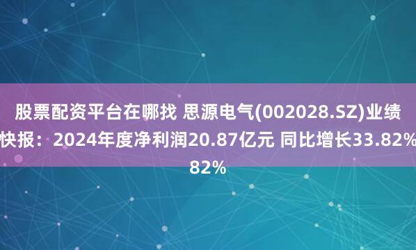 股票配资平台在哪找 思源电气(002028.SZ)业绩快报：2024年度净利润20.87亿元 同比增长33.82%