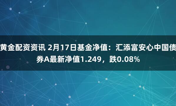 黄金配资资讯 2月17日基金净值：汇添富安心中国债券A最新净值1.249，跌0.08%